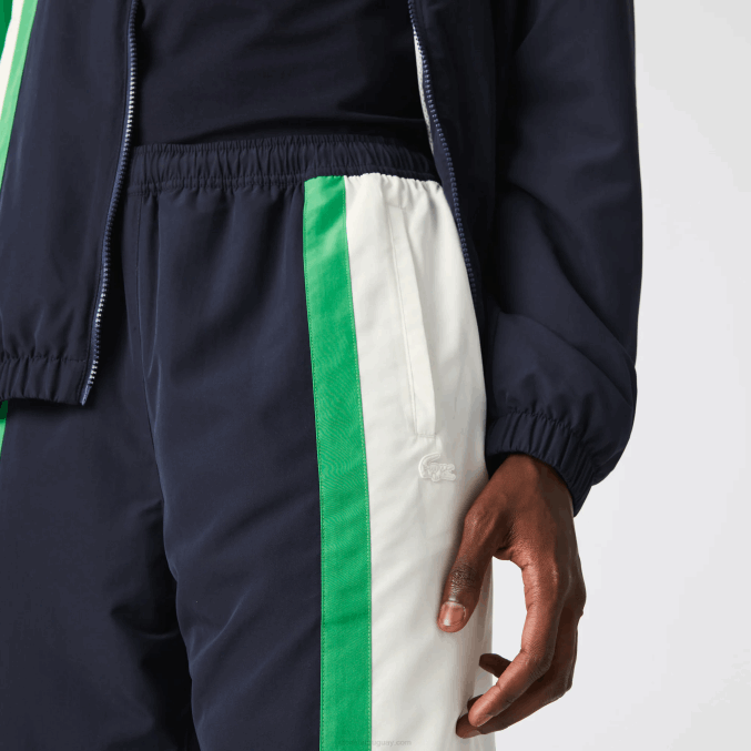 azul marino blanco verde 19v VVL0A1180 hombres Lacoste pantalones de chándal ligeros repelentes al agua con bloques de color