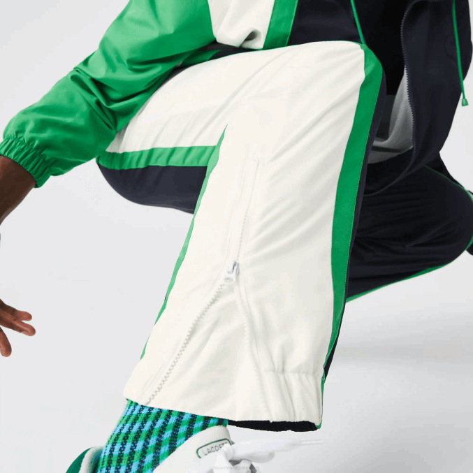 azul marino blanco verde 19v VVL0A1180 hombres Lacoste pantalones de chándal ligeros repelentes al agua con bloques de color