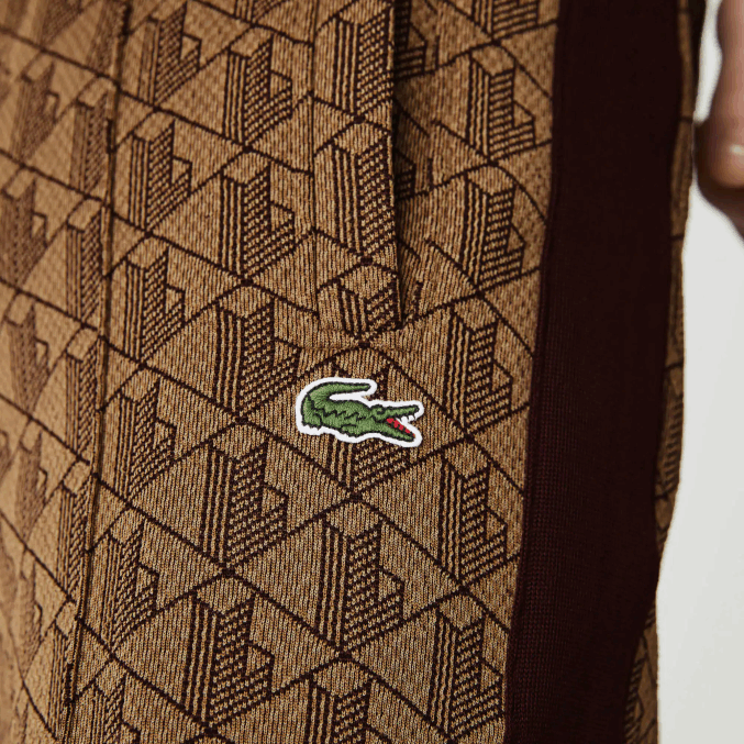 beige burdeos mkj VVL0A1186 hombres Lacoste pantalones de chándal en vivo con monograma en jacquard