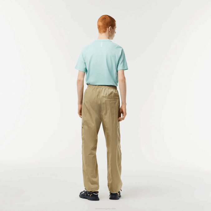 beige cb8 VVL0A22 hombres Lacoste pantalones de chándal repelentes al agua de corte relajado
