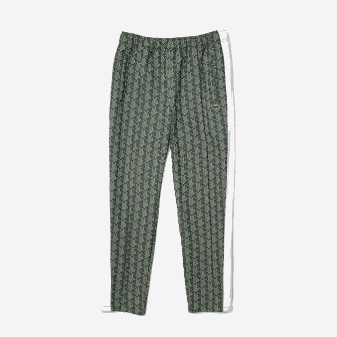 beige verde 7m4 VVL0A1187 hombres Lacoste pantalones de chándal en vivo con monograma en jacquard
