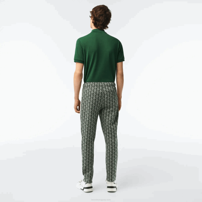 beige verde 7m4 VVL0A279 hombres Lacoste pantalones de chándal con monograma estampado