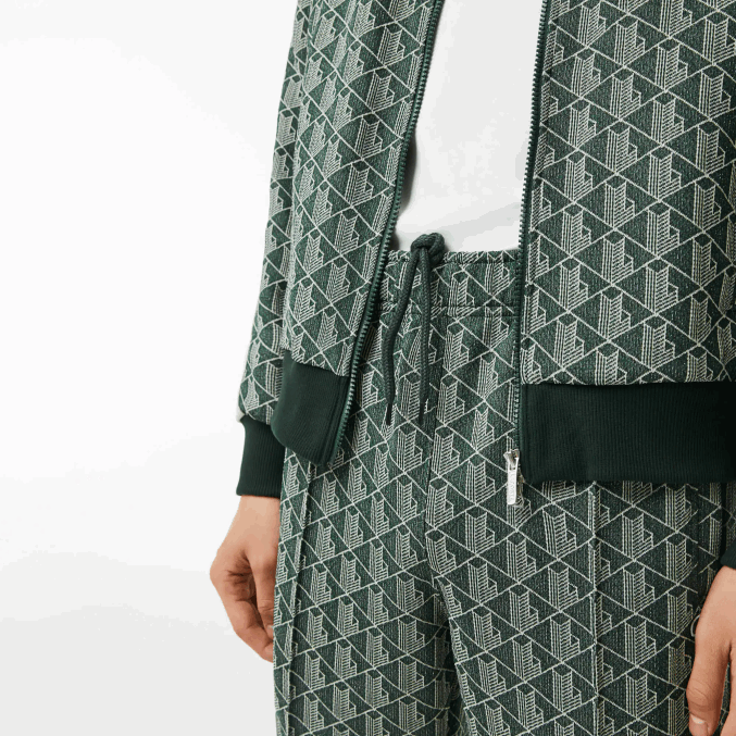 beige verde 7m4 VVL0A279 hombres Lacoste pantalones de chándal con monograma estampado
