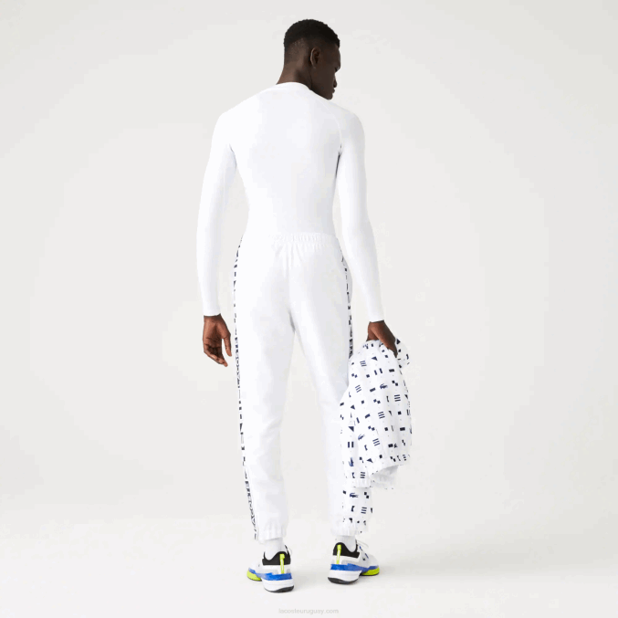 blanco 001 VVL0A1088 hombres Lacoste pantalones deportivos de tenis con estampado lateral