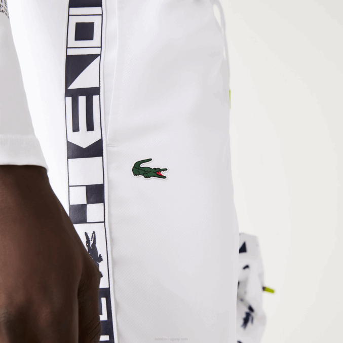 blanco 001 VVL0A1088 hombres Lacoste pantalones deportivos de tenis con estampado lateral