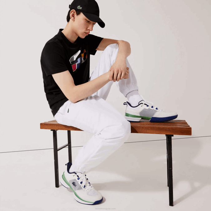 blanco 001 VVL0A549 hombres Lacoste pantalones deportivos de tejido ligero