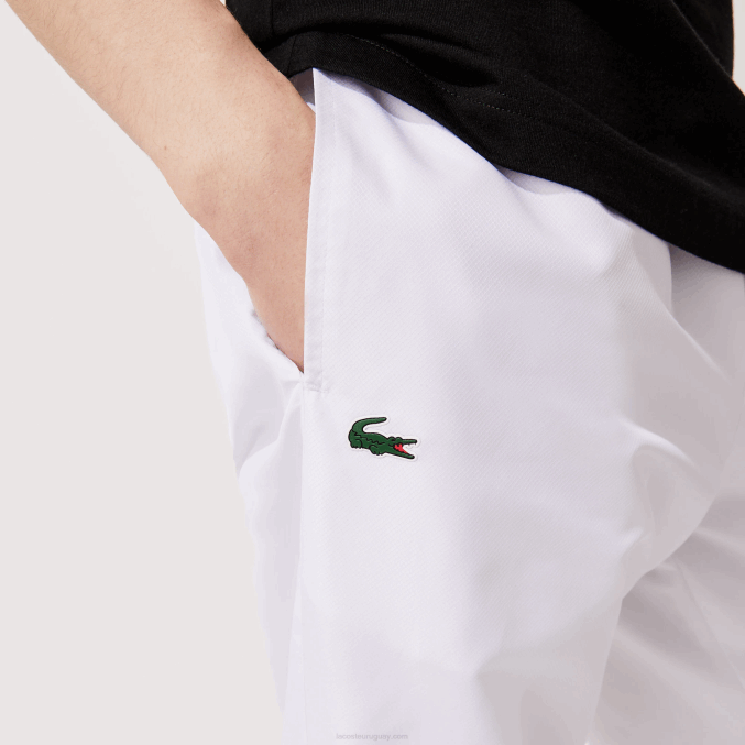 blanco 001 VVL0A549 hombres Lacoste pantalones deportivos de tejido ligero
