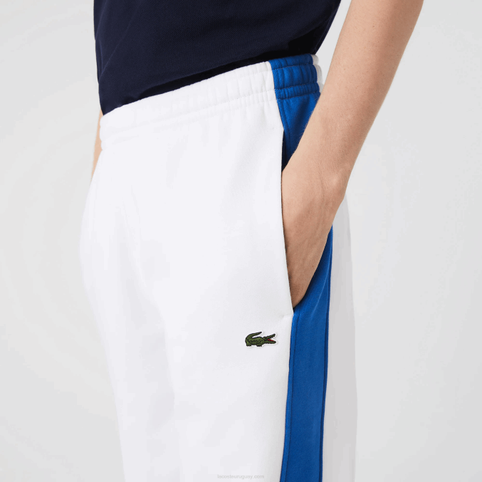blanco azul lmq VVL0A1060 hombres Lacoste pantalones de chándal con bandas en contraste