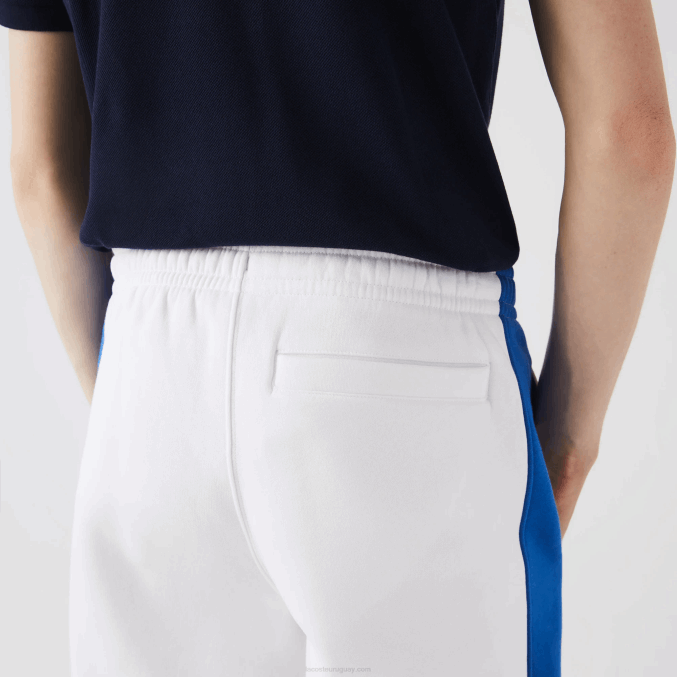 blanco azul lmq VVL0A1060 hombres Lacoste pantalones de chándal con bandas en contraste