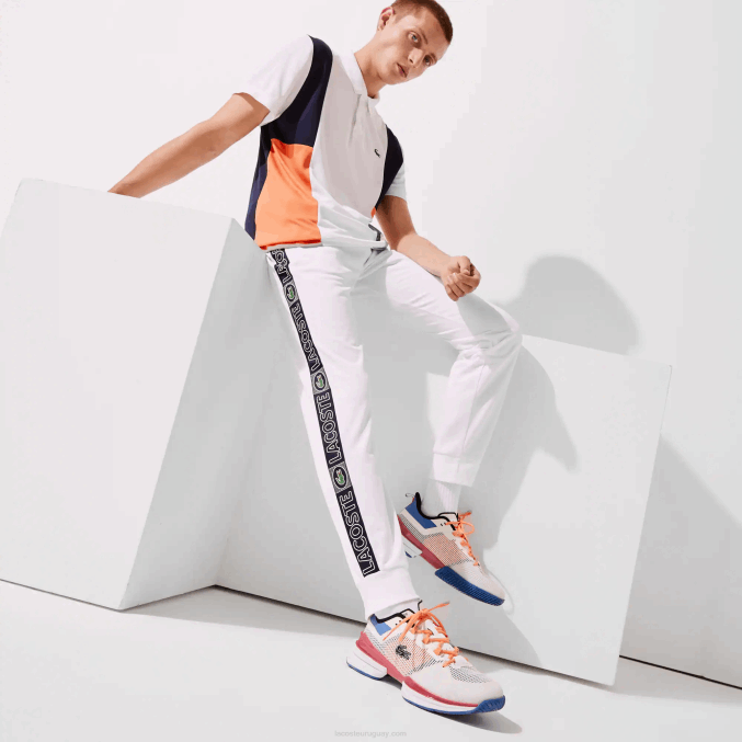 blanco naranja azul marino asr VVL0A1120 hombres Lacoste pantalones deportivos de chándal con bandas de la marca