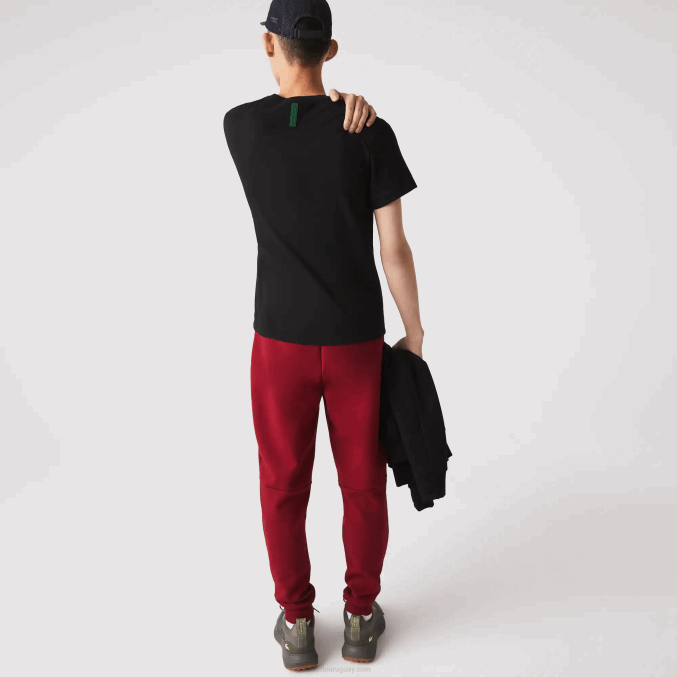 burdeos ypw VVL0A1007 hombres Lacoste pantalones de chándal slim fit en mezcla de algodón jaspeado