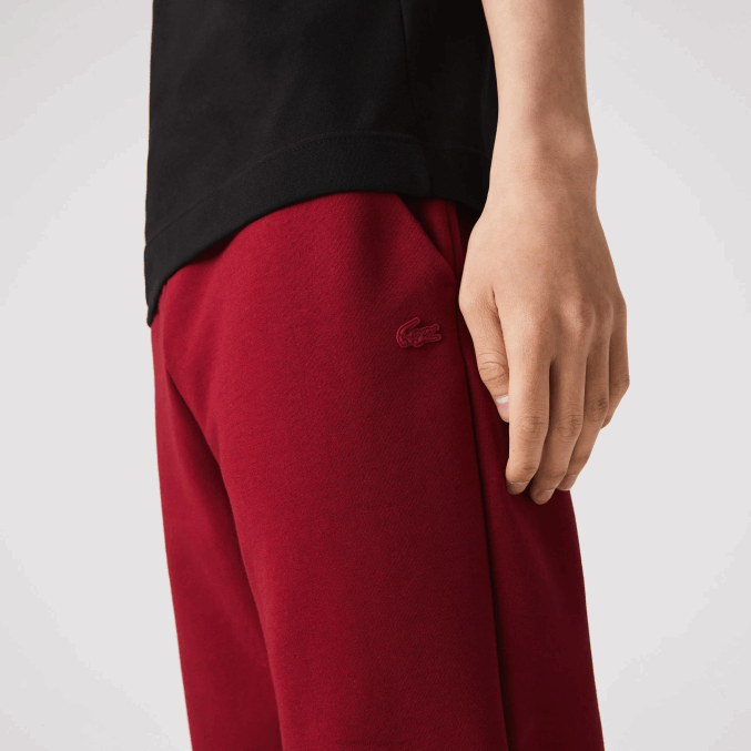 burdeos ypw VVL0A1007 hombres Lacoste pantalones de chándal slim fit en mezcla de algodón jaspeado