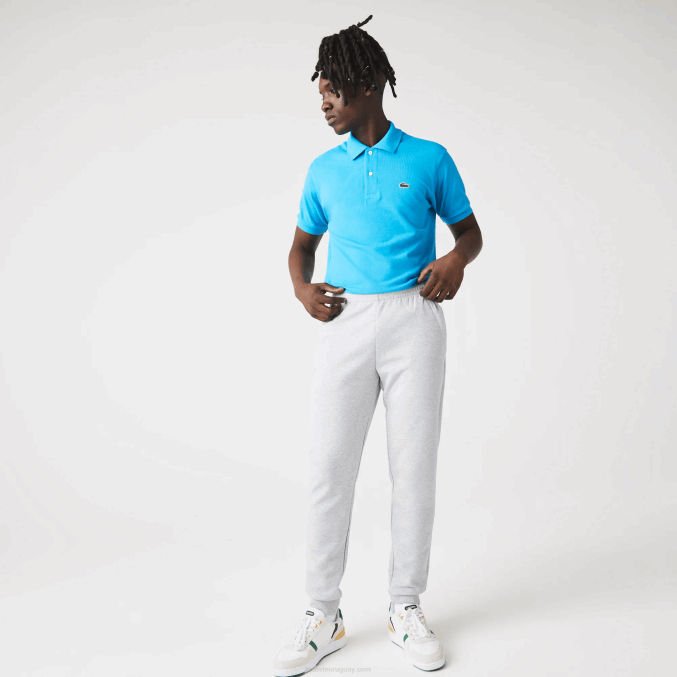 chino gris claro 9ya VVL0A1020 hombres Lacoste pantalones deportivos con paneles de malla
