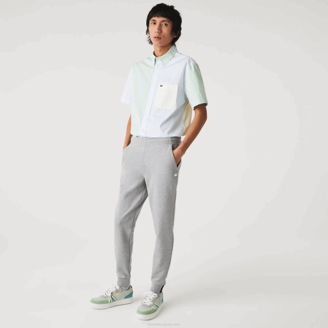 lomo gris 4jv VVL0A1005 hombres Lacoste pantalones de chándal slim fit en mezcla de algodón jaspeado