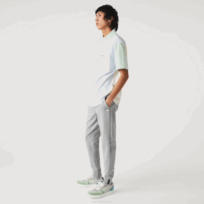 lomo gris 4jv VVL0A1005 hombres Lacoste pantalones de chándal slim fit en mezcla de algodón jaspeado