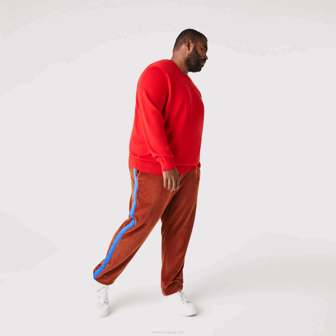 marrón 3pb VVL0A1104 hombres Lacoste pantalones de chándal con banda lateral en contraste