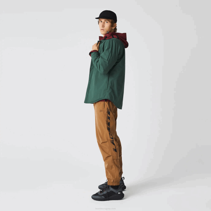 marrón z0w VVL0A1002 hombres Lacoste pantalones de chándal oversize con logo en contraste