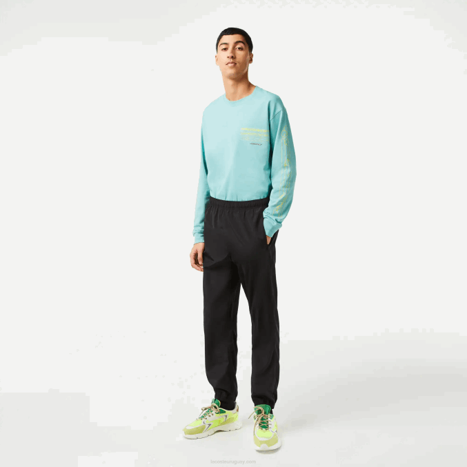 negro 031 VVL0A304 hombres Lacoste pantalones de chándal con coordenadas gps