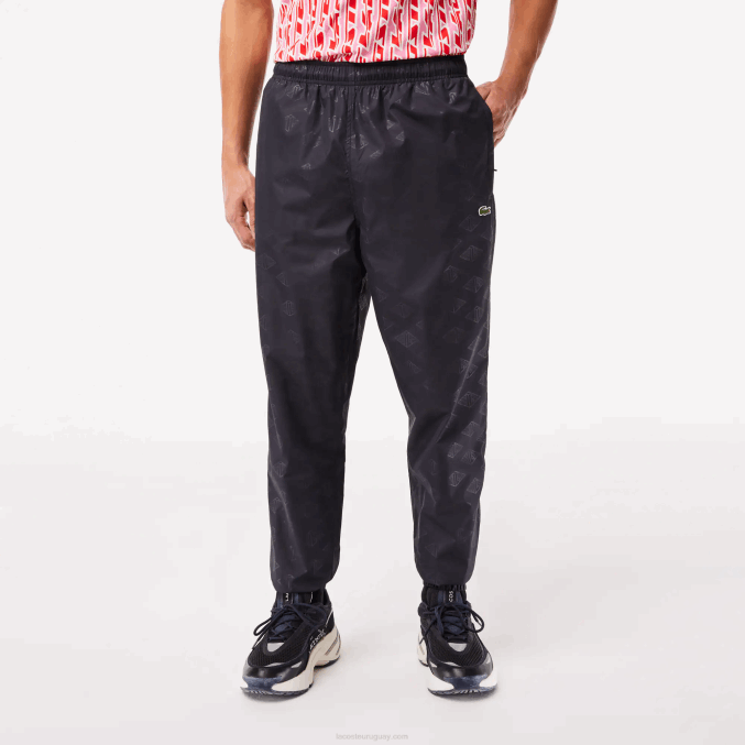 negro 031 VVL0A318 hombres Lacoste pants con monograma estampado