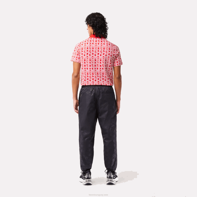 negro 031 VVL0A318 hombres Lacoste pants con monograma estampado
