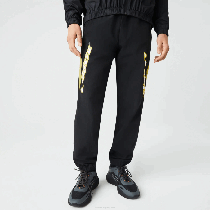 negro amarillo n07 VVL0A1110 hombres Lacoste pantalones de chándal heritage regular fit con bloques de color