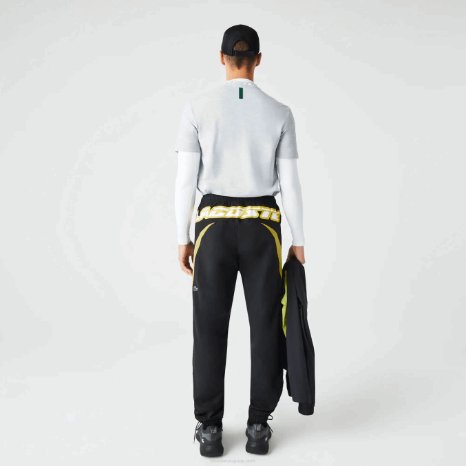 negro amarillo n07 VVL0A1110 hombres Lacoste pantalones de chándal heritage regular fit con bloques de color