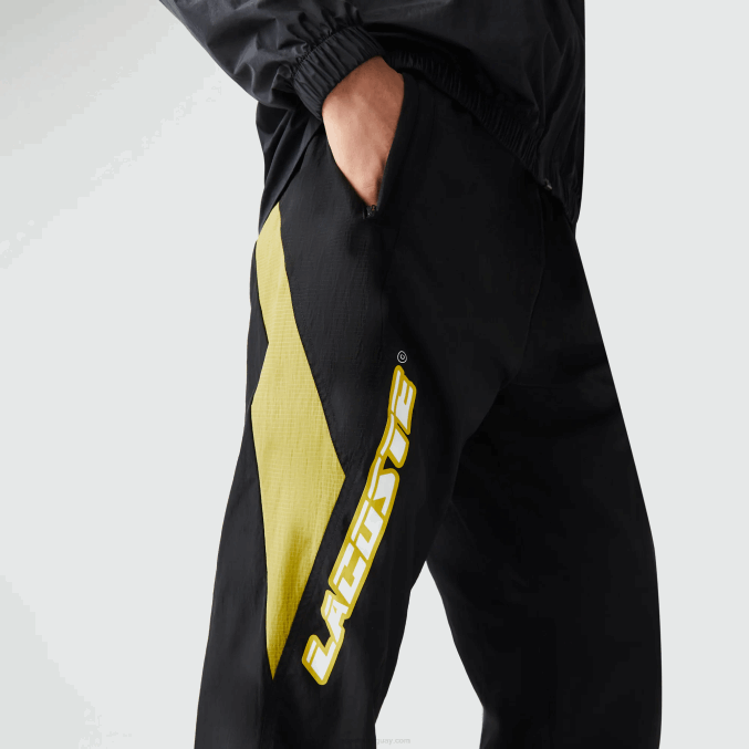 negro amarillo n07 VVL0A1110 hombres Lacoste pantalones de chándal heritage regular fit con bloques de color