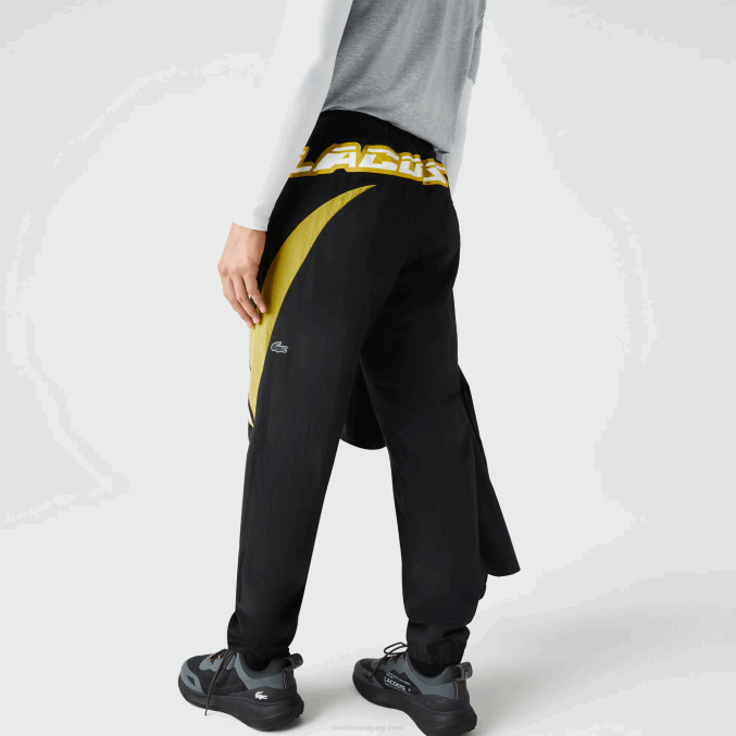 negro amarillo n07 VVL0A1110 hombres Lacoste pantalones de chándal heritage regular fit con bloques de color