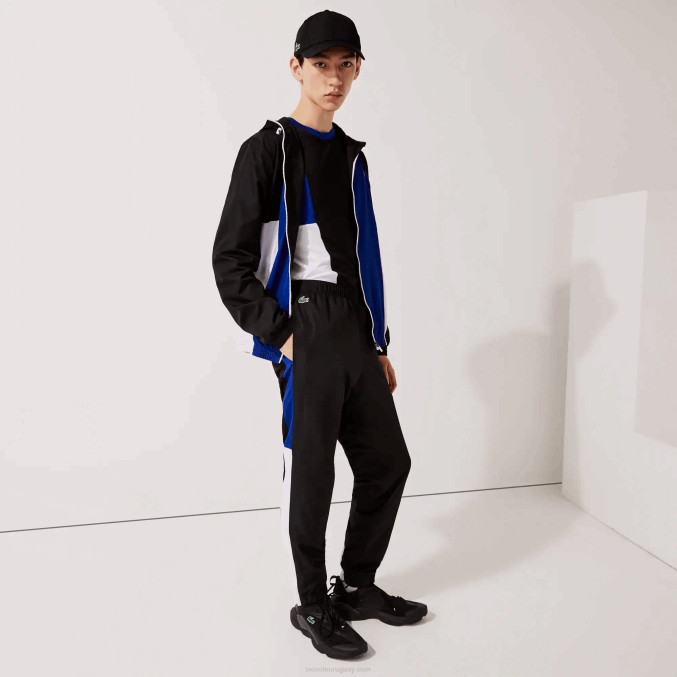 negro azul blanco negro aru VVL0A1129 hombres Lacoste pantalones de chándal deportivos con bandas colorblock