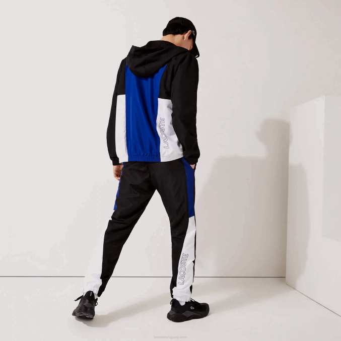 negro azul blanco negro aru VVL0A1129 hombres Lacoste pantalones de chándal deportivos con bandas colorblock