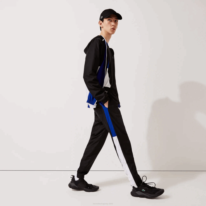negro azul blanco negro aru VVL0A1129 hombres Lacoste pantalones de chándal deportivos con bandas colorblock