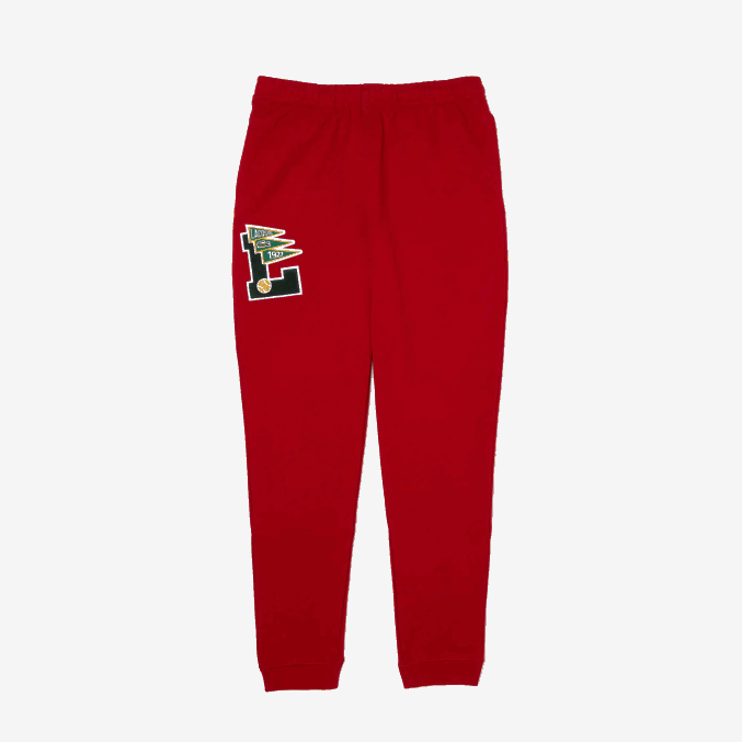 rojo 5sx VVL0A1170 hombres Lacoste pantalones de chándal de forro polar con insignia de banderines l