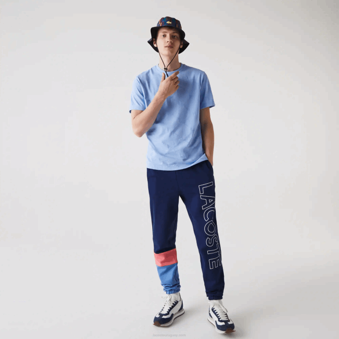 rosa azul un4 VVL0A1189 hombres Lacoste pantalones de chándal con diseño colour block