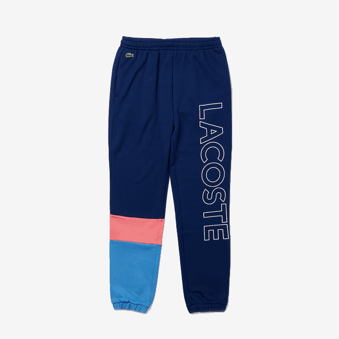 rosa azul un4 VVL0A1189 hombres Lacoste pantalones de chándal con diseño colour block