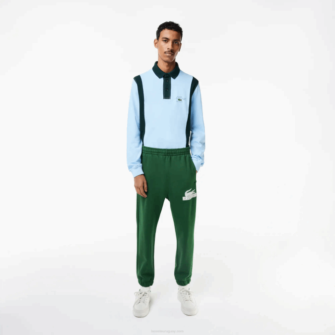 verde 132 VVL0A292 hombres Lacoste pantalones de chándal de algodón orgánico