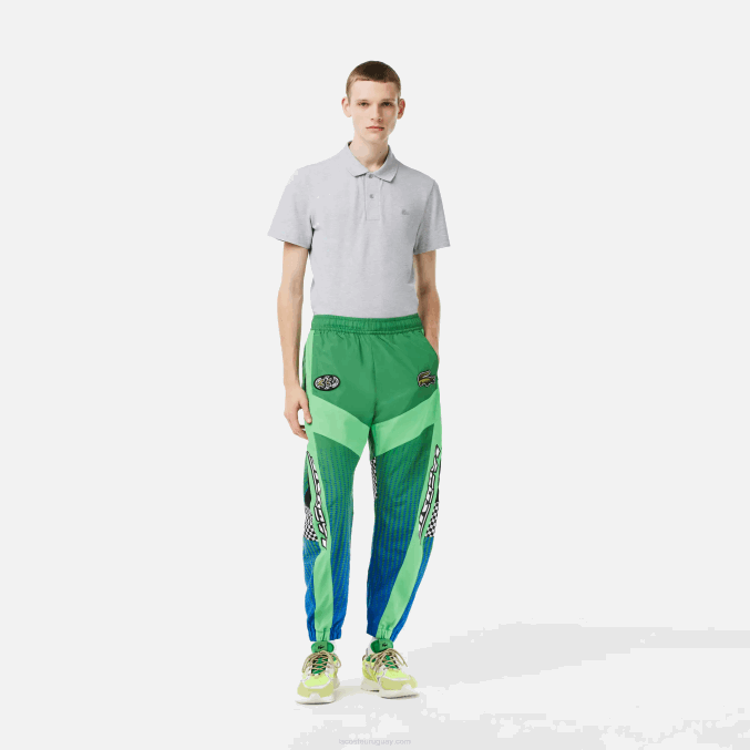 verde azul chy VVL0A338 hombres Lacoste pantalones de chándal con estampado de cuadros sombreados