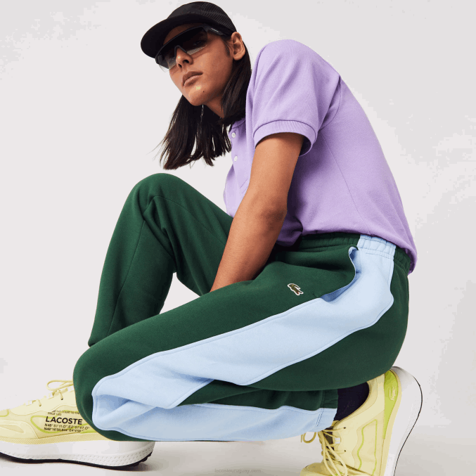 verde azul dqa VVL0A1058 hombres Lacoste pantalones de chándal con bandas en contraste