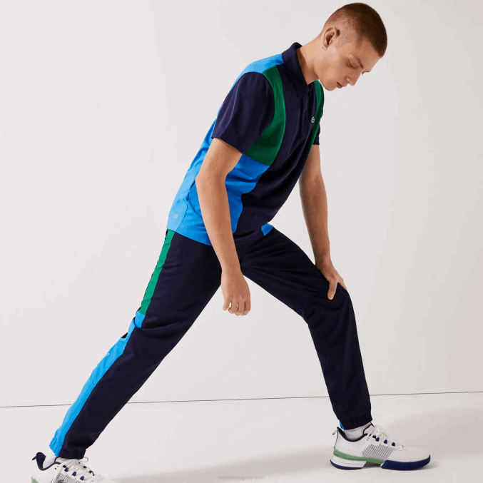 verde azul marino blanco m7z VVL0A1128 hombres Lacoste pantalones de chándal deportivos con bandas colorblock