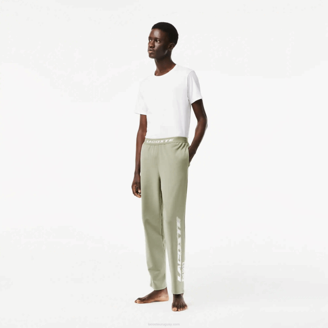 verde caqui g21 VVL0A545 hombres Lacoste pantalones de chándal con logo en la pierna