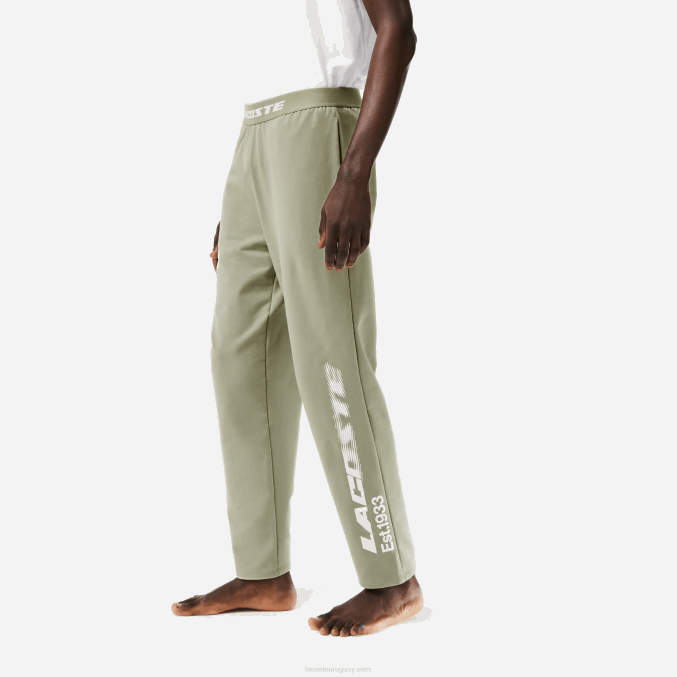 verde caqui g21 VVL0A545 hombres Lacoste pantalones de chándal con logo en la pierna