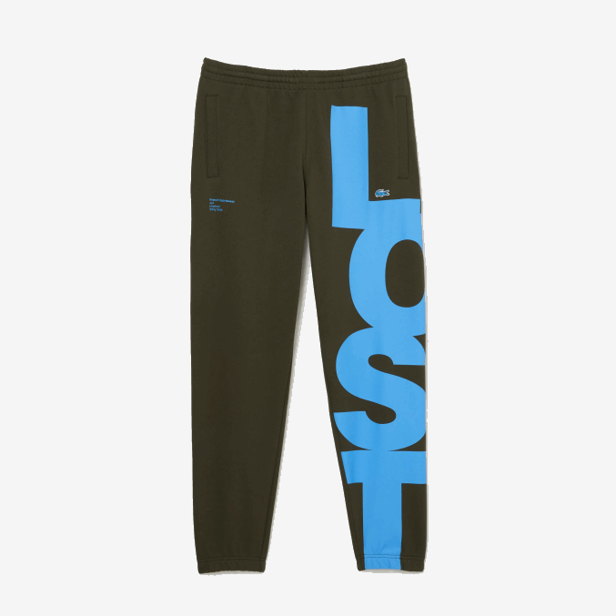 verde caqui s7t VVL0A1038 hombres Lacoste pantalones de chándal con letras en contraste