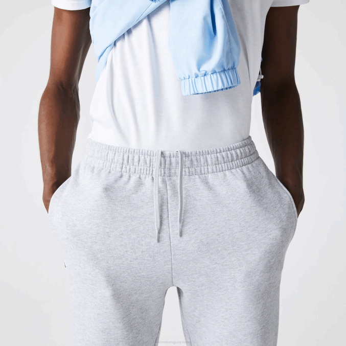 lomo gris cca VVL0A1204 hombres Lacoste pantalones de chándal deportivos de tenis de felpa de algodón