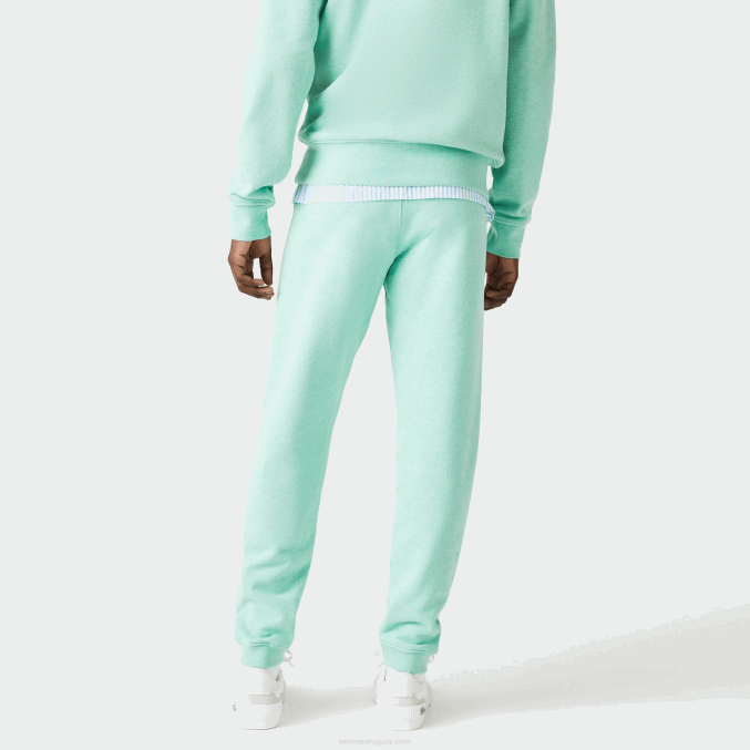 VHC verde VVL0A1066 hombres Lacoste pantalones de chándal de felpa de algodón con estampado de cocodrilo y firma