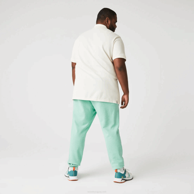 VHC verde VVL0A1066 hombres Lacoste pantalones de chándal de felpa de algodón con estampado de cocodrilo y firma