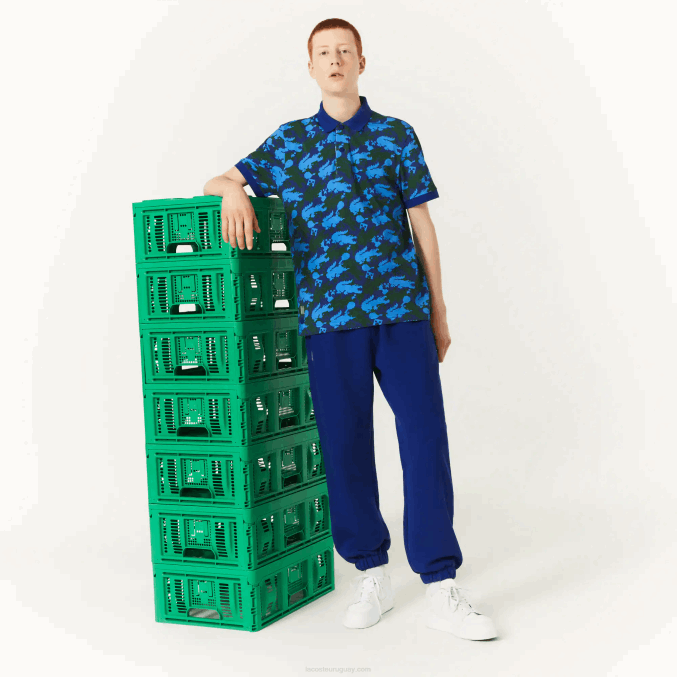 bdm azul VVL0A1174 hombresPantalón jogging lacoste x minecraft en felpa de algodón orgánico