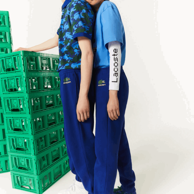 bdm azul VVL0A1174 hombresPantalón jogging lacoste x minecraft en felpa de algodón orgánico