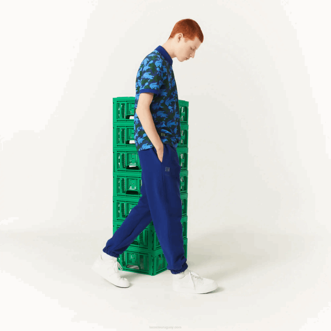 bdm azul VVL0A1174 hombresPantalón jogging lacoste x minecraft en felpa de algodón orgánico