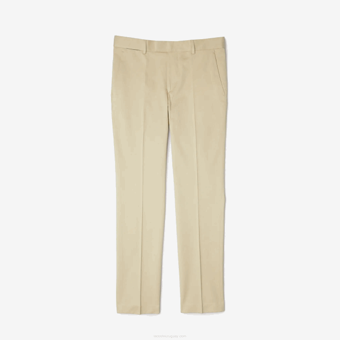beige 68s VVL0A1642 hombres Lacoste pantalones plisados ​​de mezcla de algodón y lino