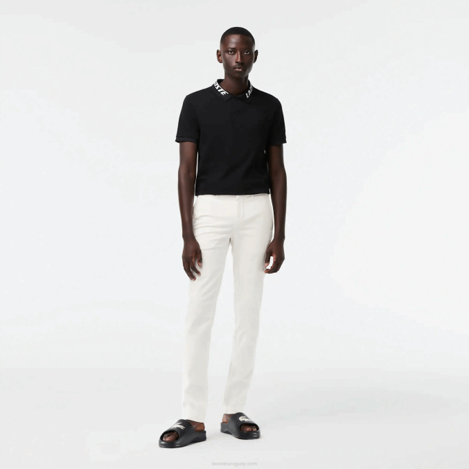 blanco 70v VVL0A1550 hombres Lacoste Nuevos pantalones clásicos de algodón elástico slim fit
