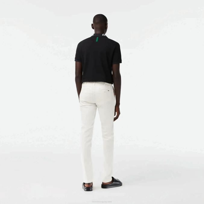 blanco 70v VVL0A1550 hombres Lacoste Nuevos pantalones clásicos de algodón elástico slim fit